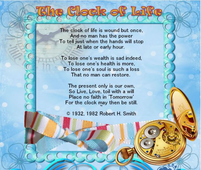 Robert h Smith inspirational poem about the clock of life inspiring life poems